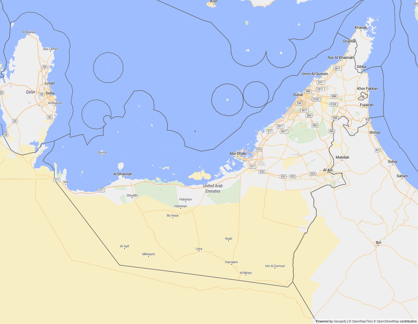 Detailed map of United Arab Emirates