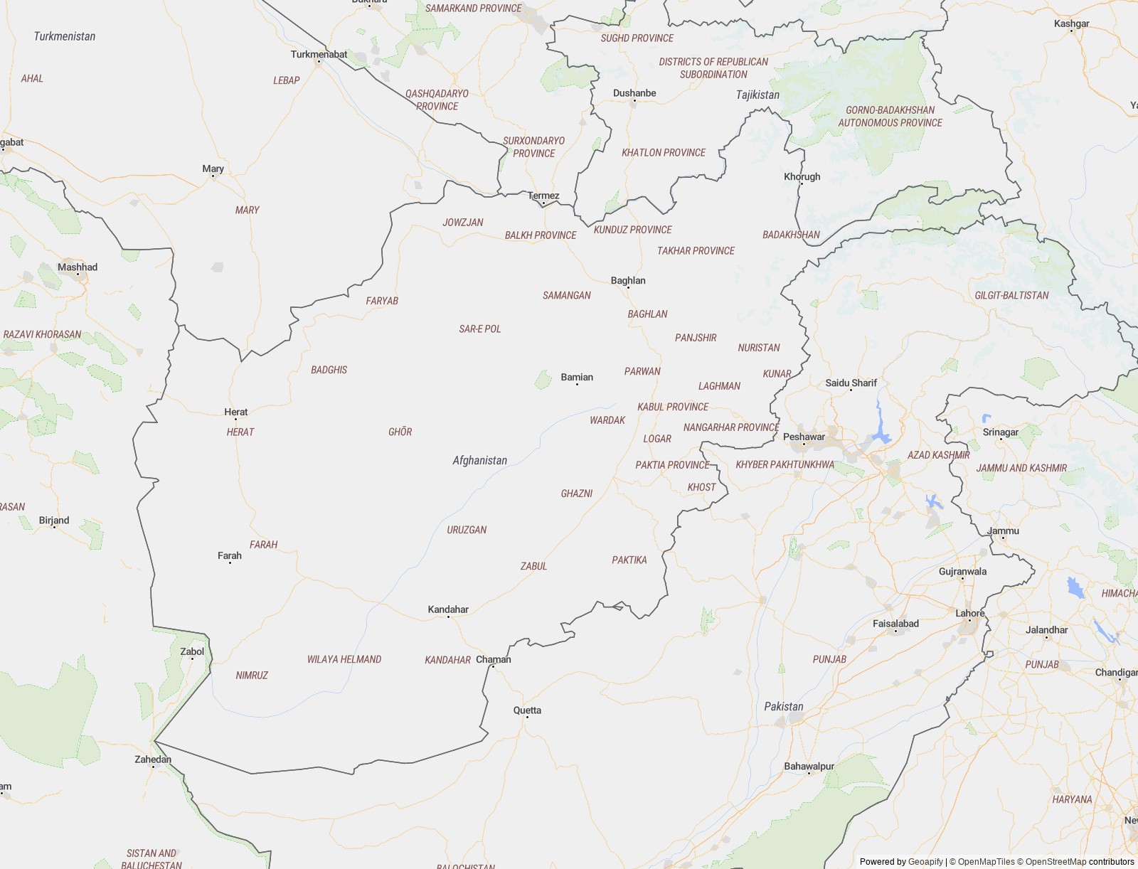 Detailed map of Afghanistan