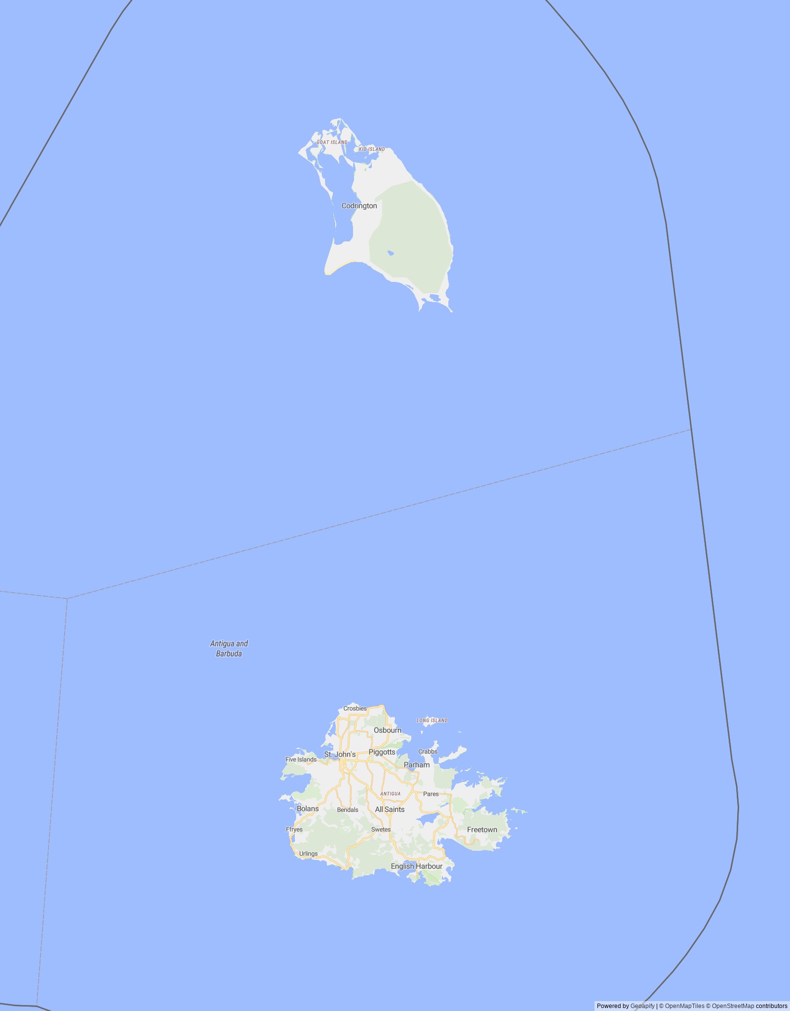 Detailed map of Antigua and Barbuda