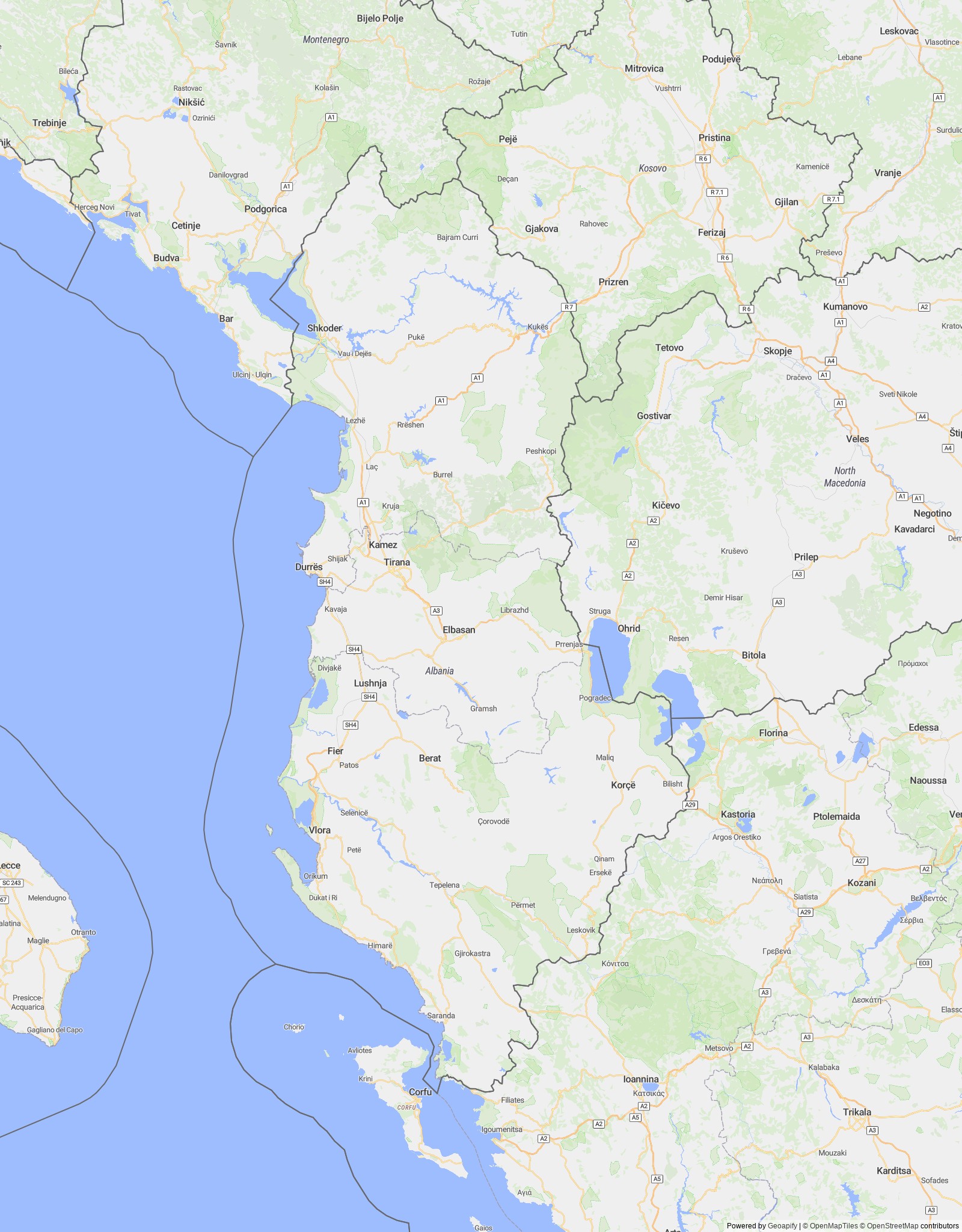 Detailed map of Albania