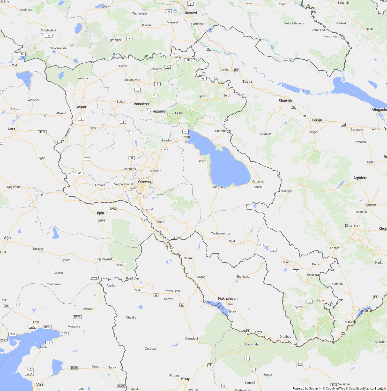 Detailed map of Armenia