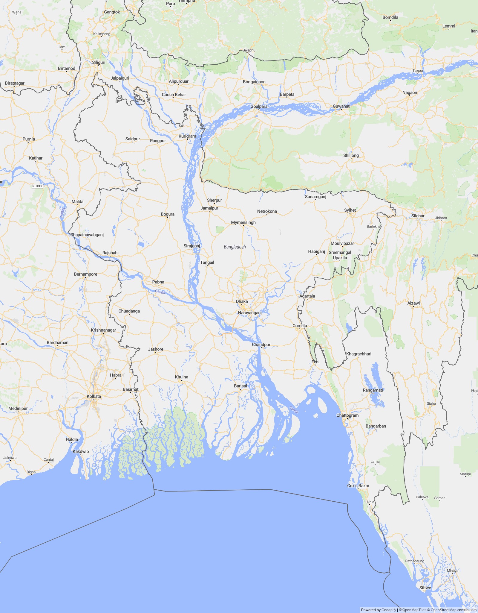 Detailed map of Bangladesh