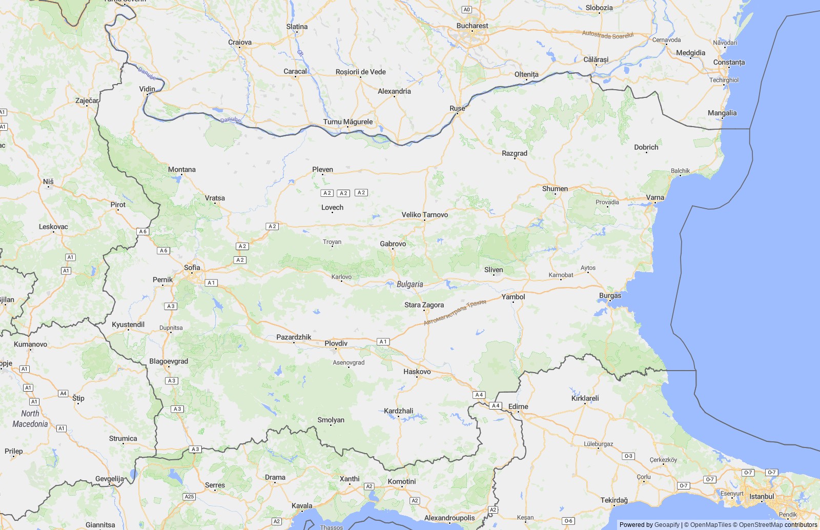 Detailed map of Bulgaria