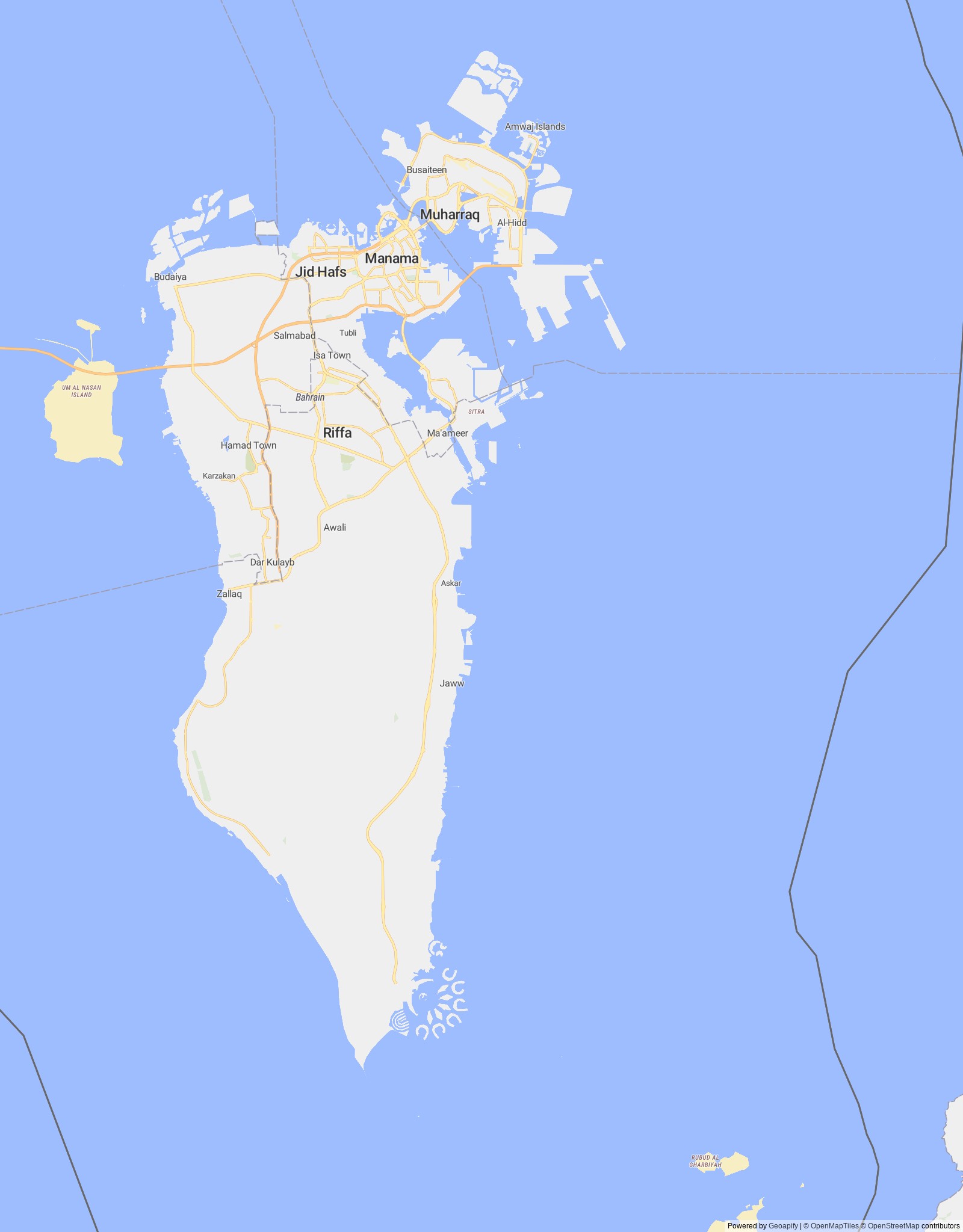 Detailed map of Bahrain