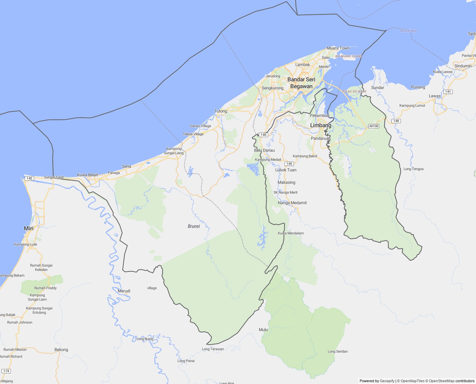 Detailed map of Brunei Darussalam