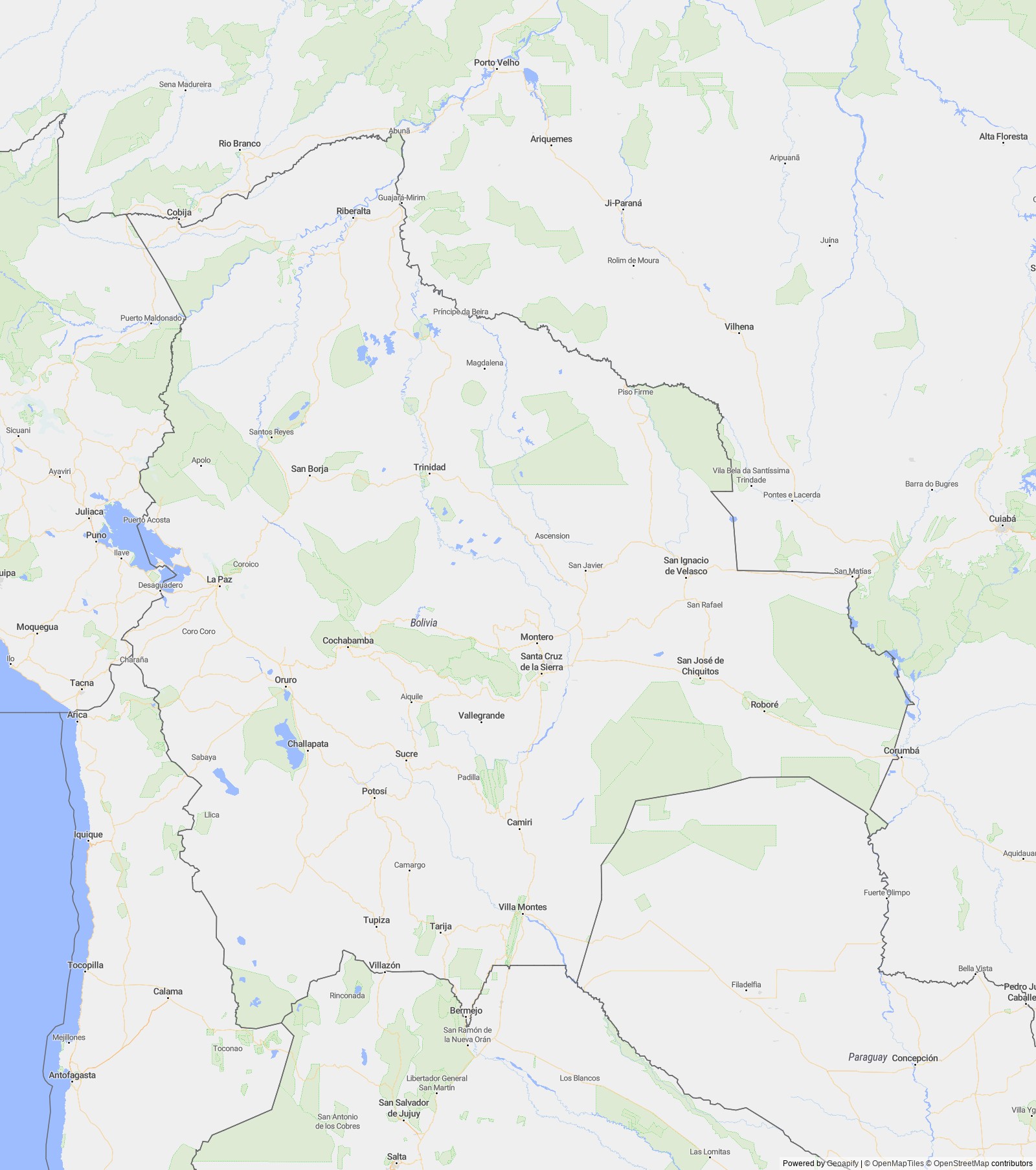 Detailed map of Bolivia