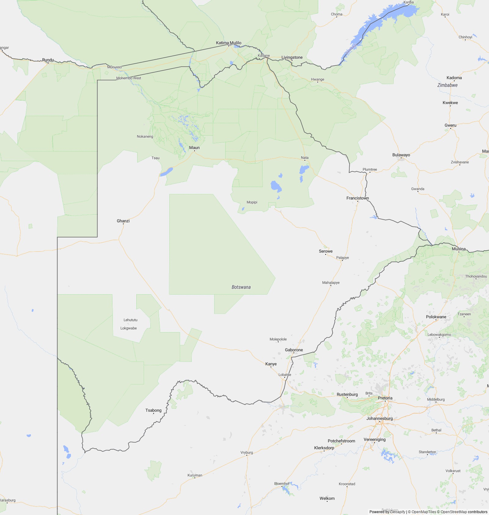 Detailed map of Botswana