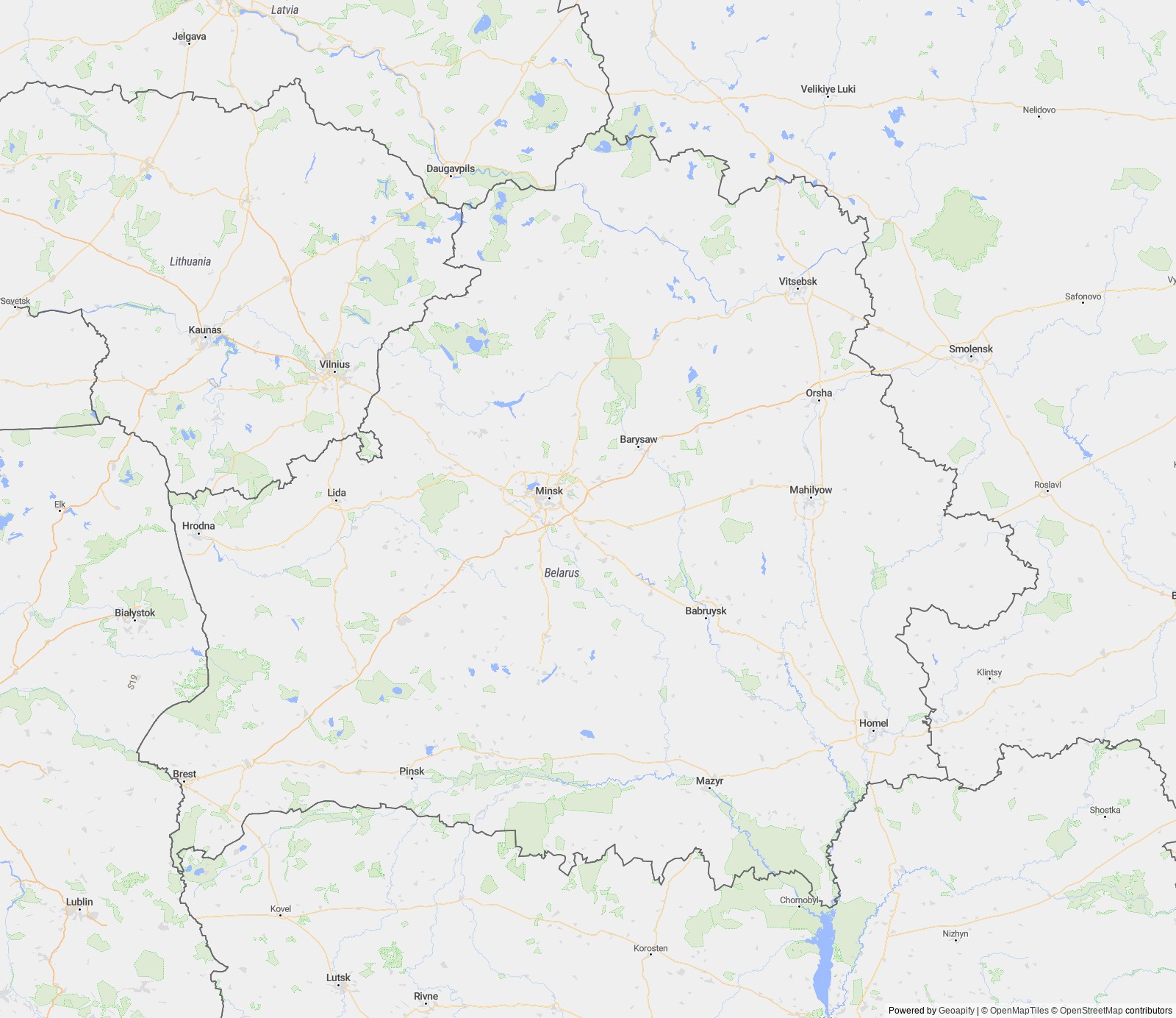 Detailed map of Belarus