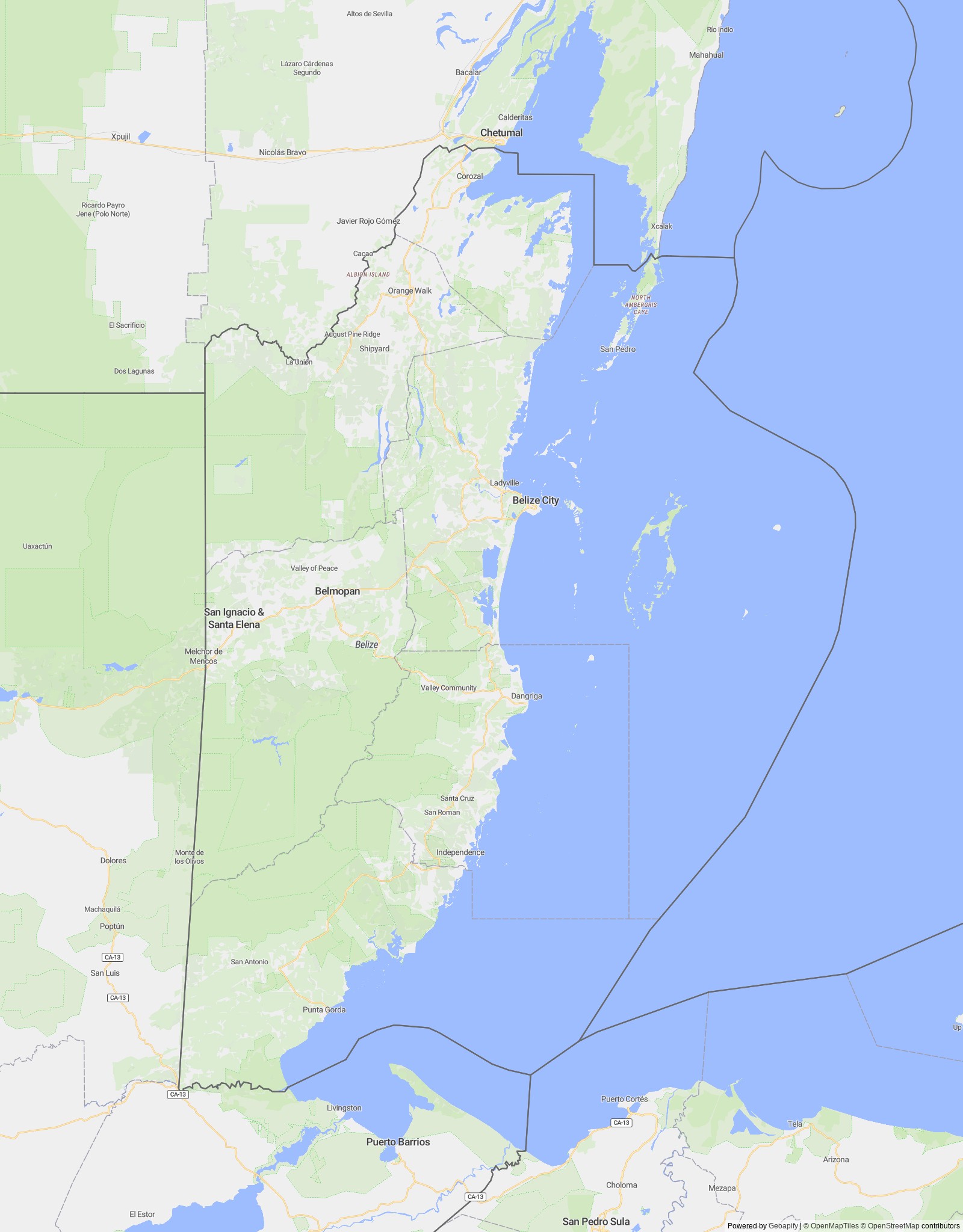 Detailed map of Belize