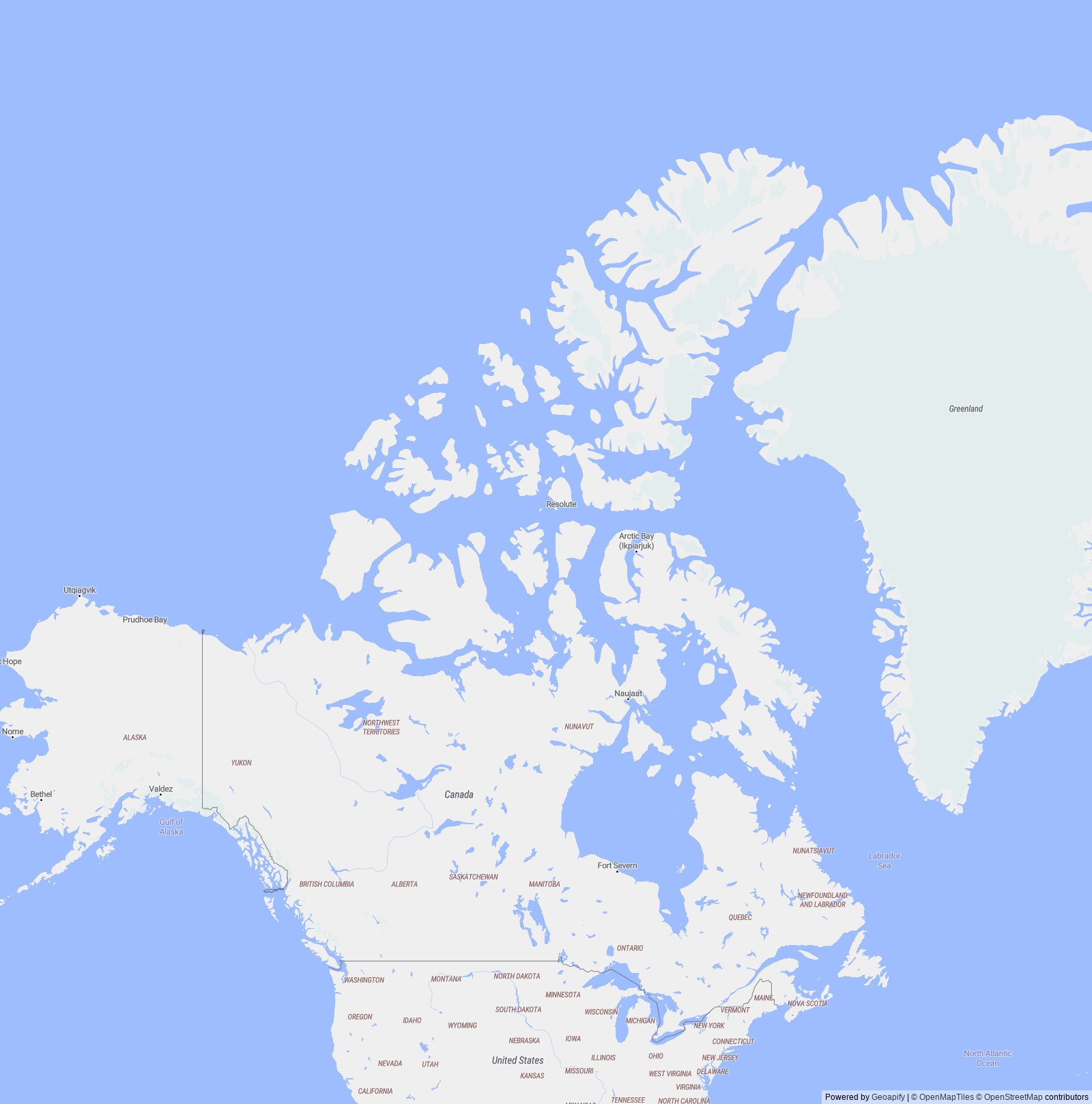 Detailed map of Canada