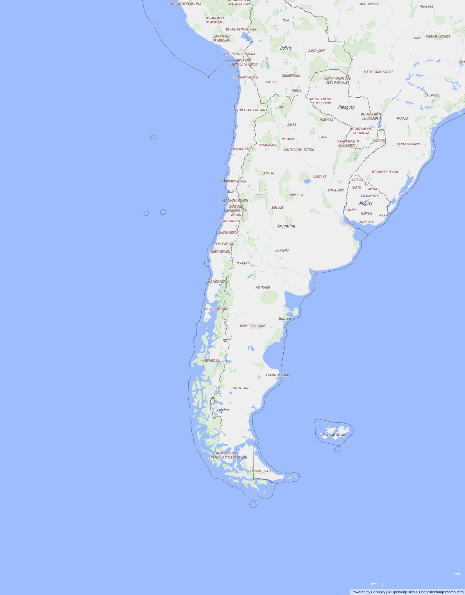 Detailed map of Chile