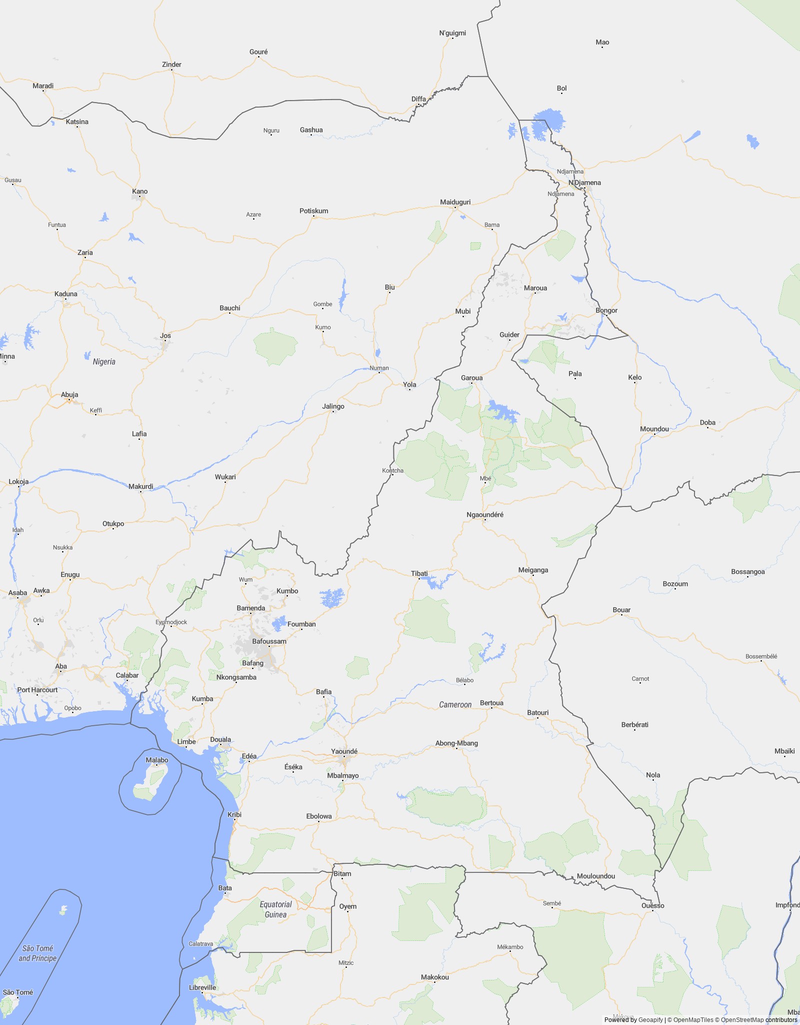 Detailed map of Cameroon