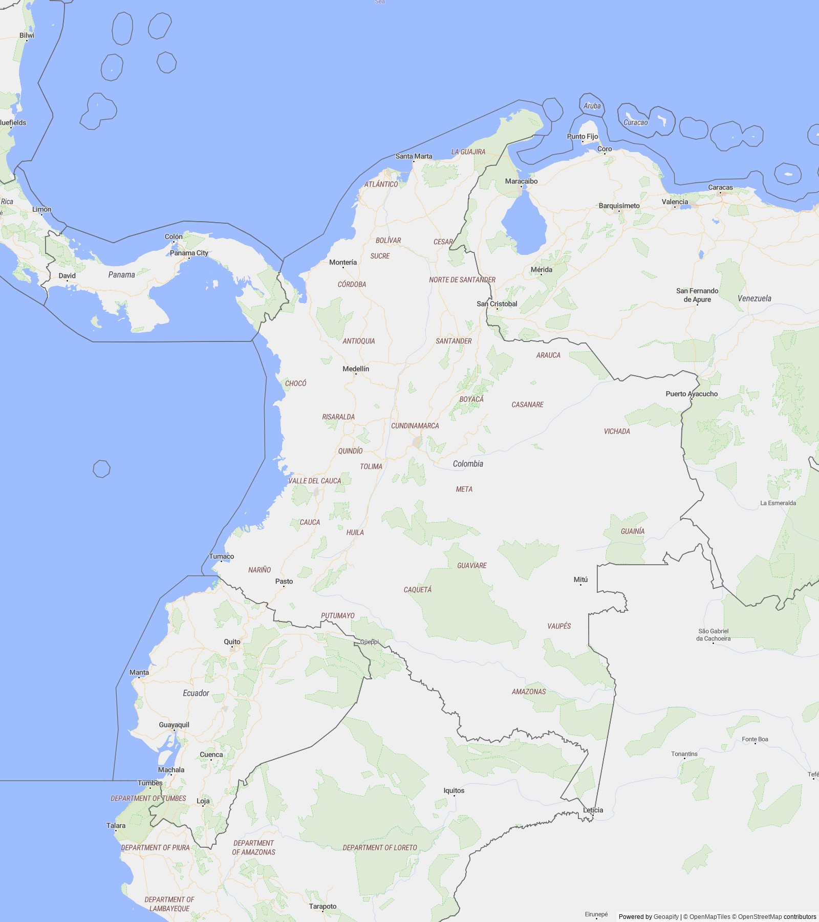 Detailed map of Colombia