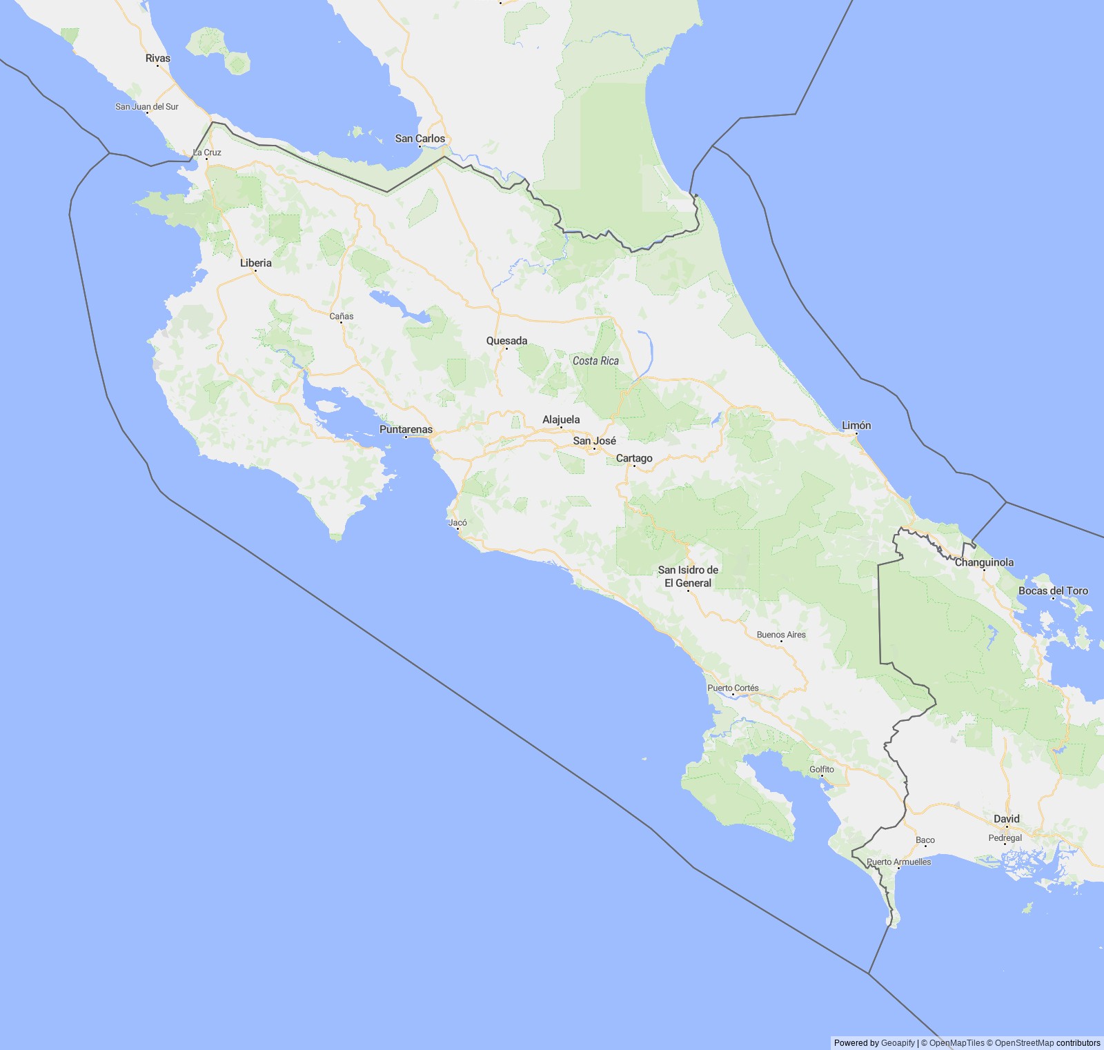 Detailed map of Costa Rica