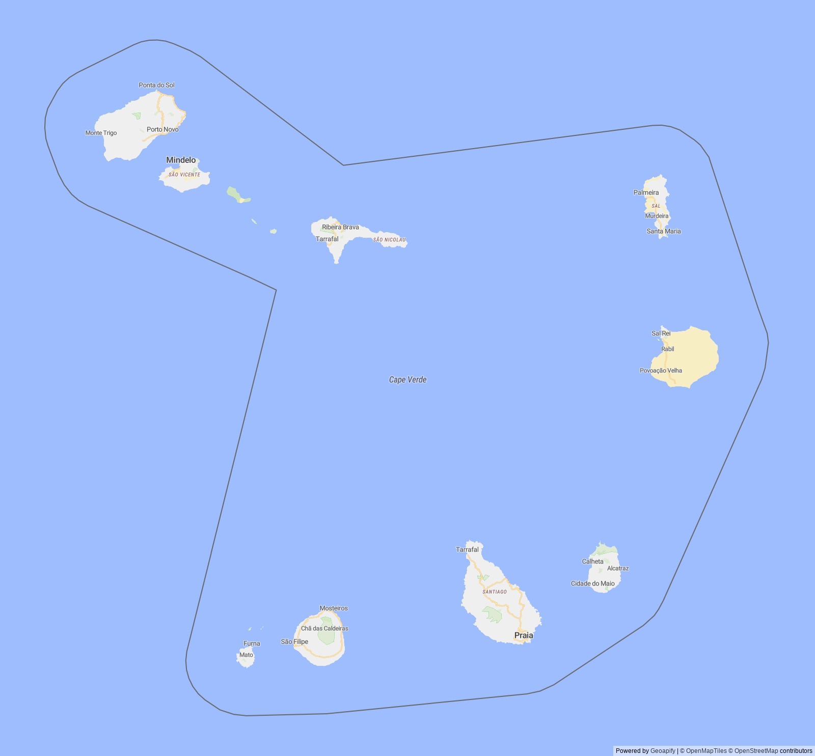 Detailed map of Cabo Verde