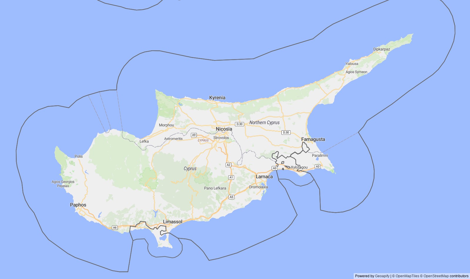 Detailed map of Cyprus