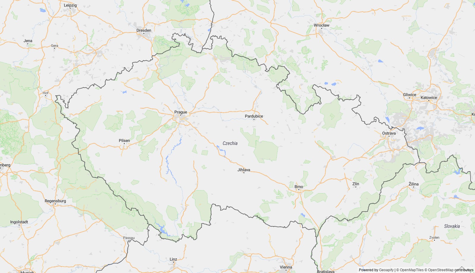 Detailed map of Czechia