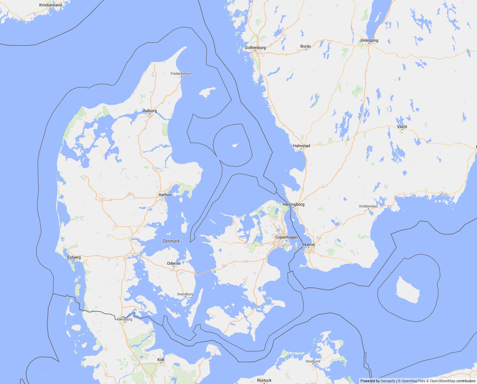 Detailed map of Denmark