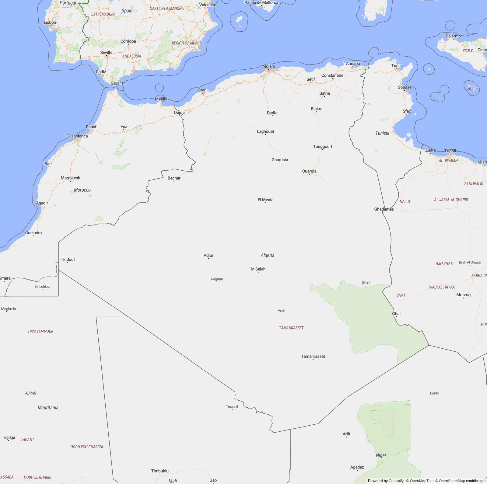 Detailed map of Algeria