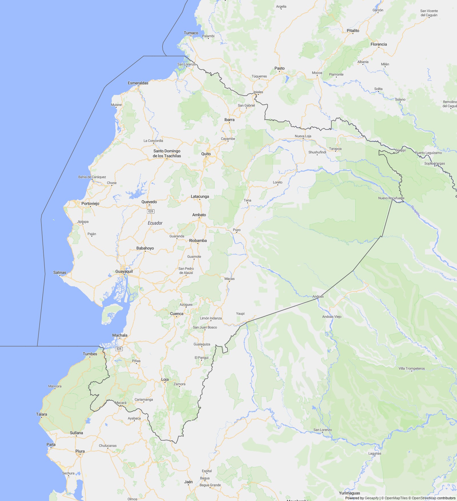 Detailed map of Ecuador