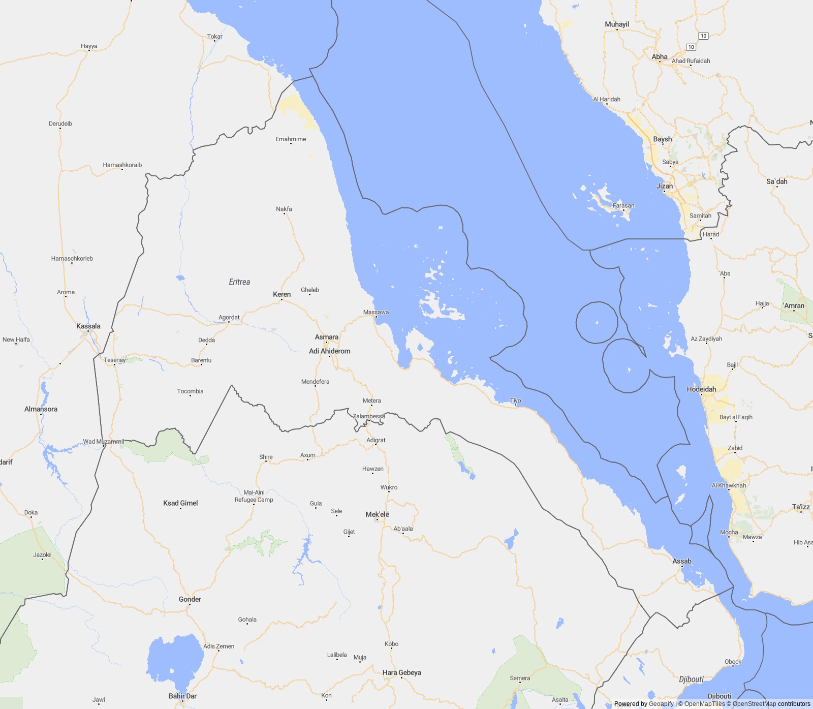 Detailed map of Eritrea