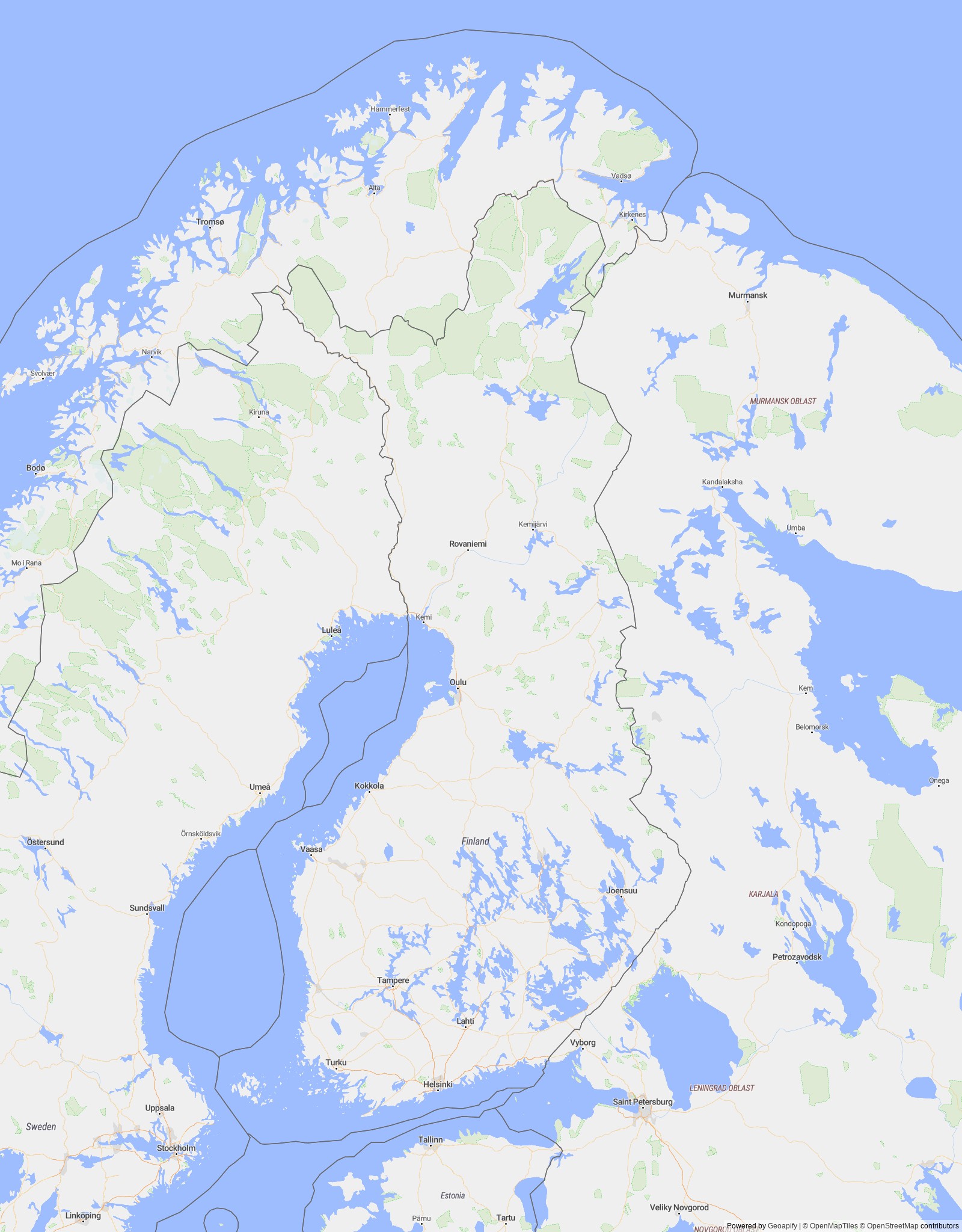 Detailed map of Finland