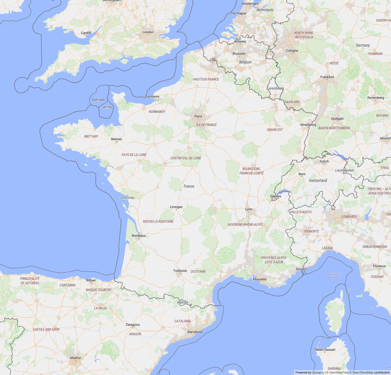 Detailed map of France