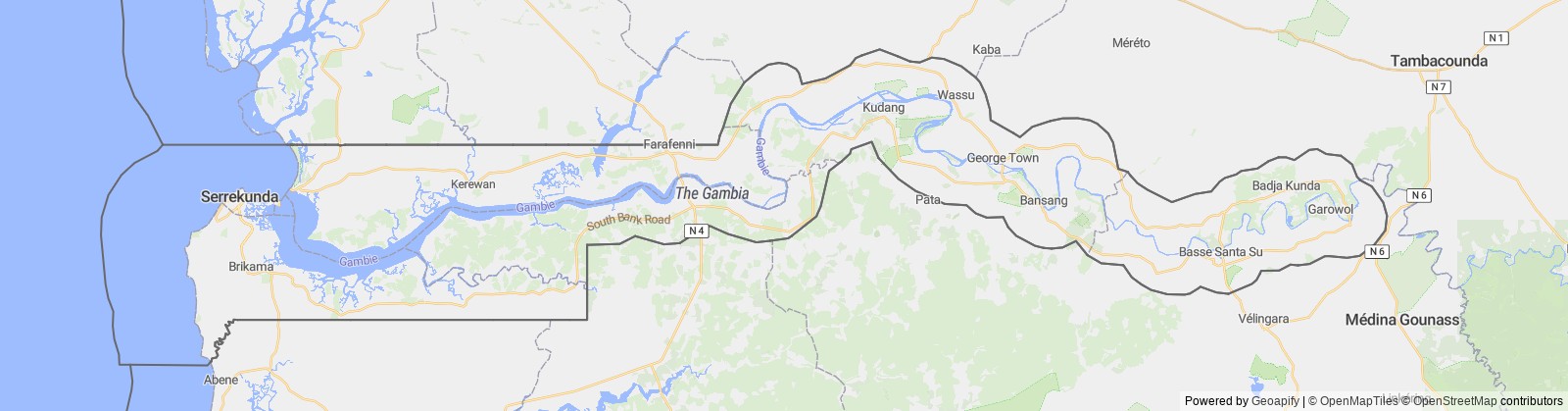 Detailed map of Gambia, The