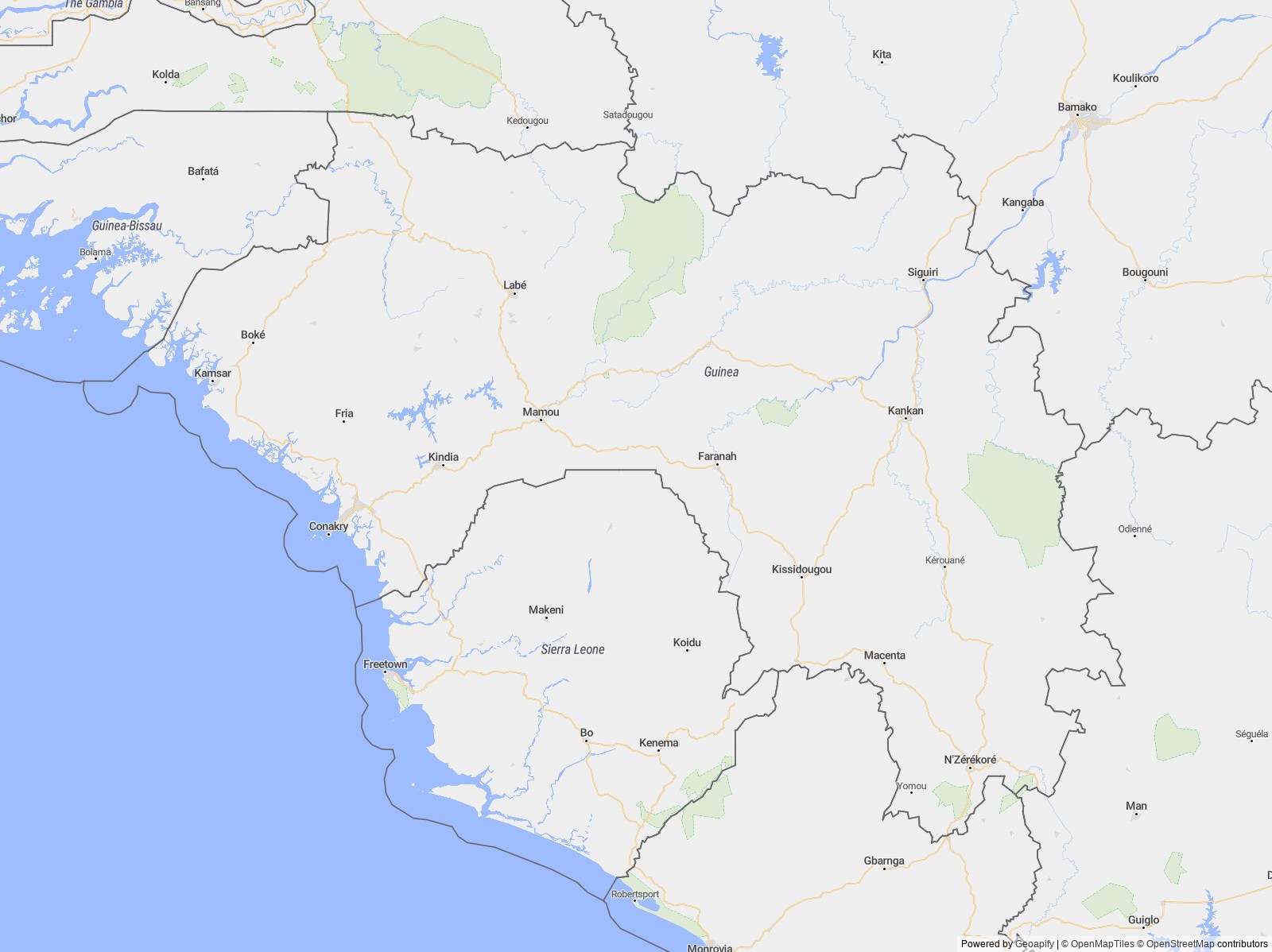 Detailed map of Guinea