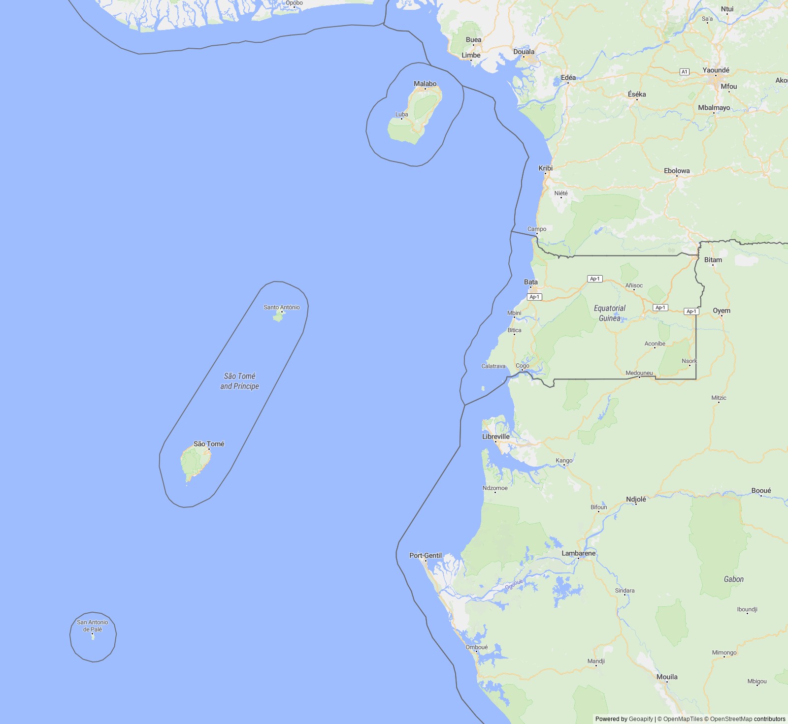 Detailed map of Equatorial Guinea