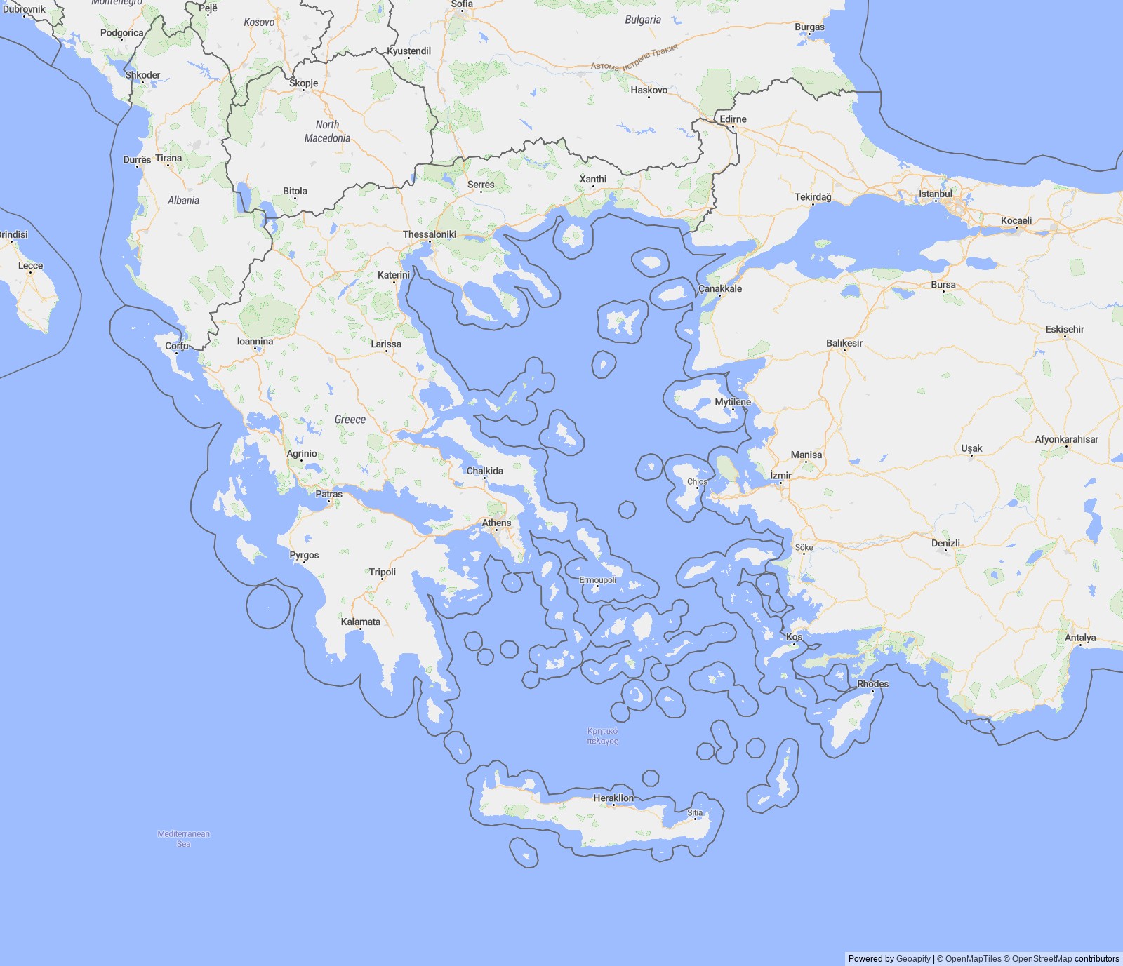 Detailed map of Greece