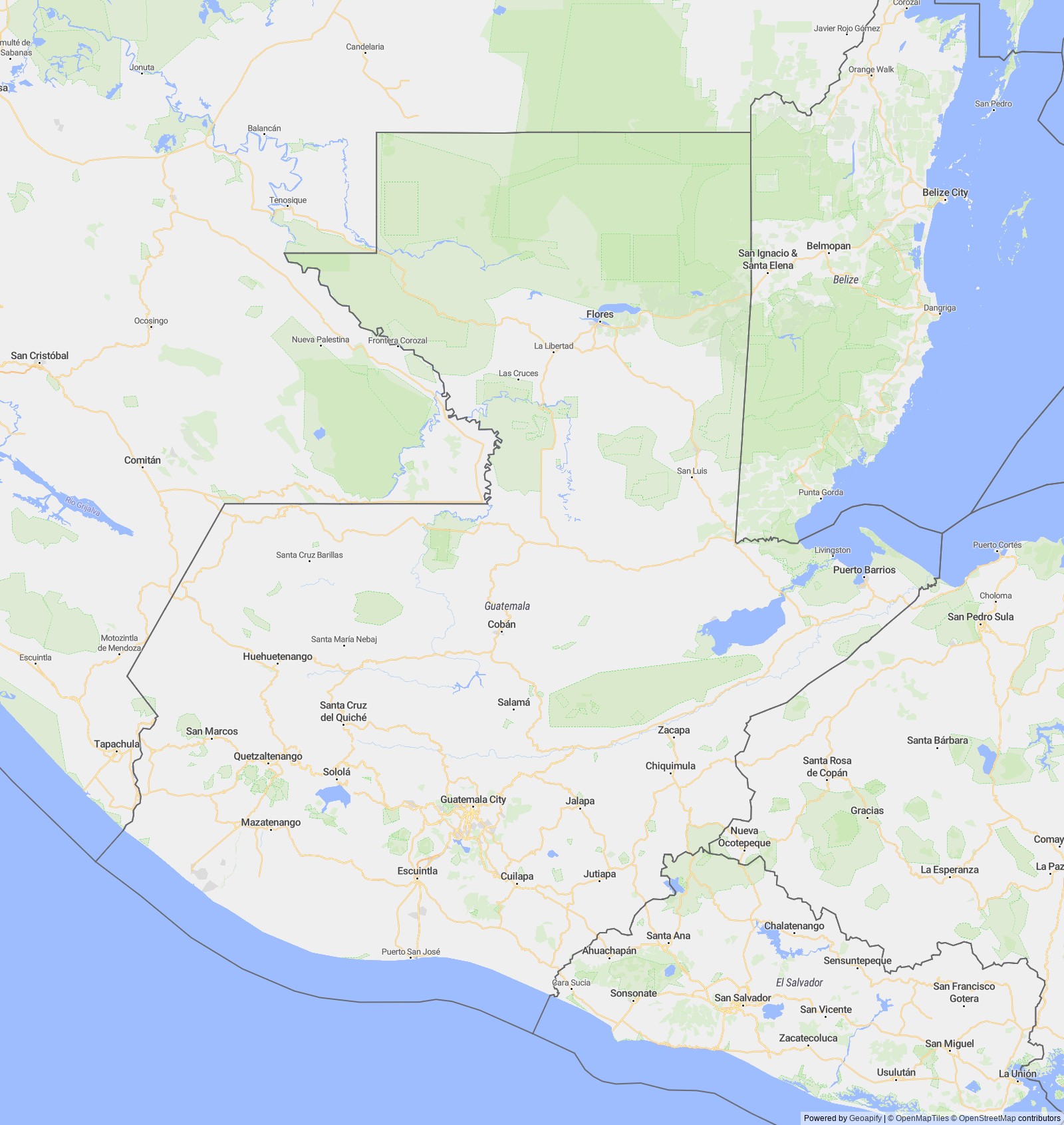 Detailed map of Guatemala