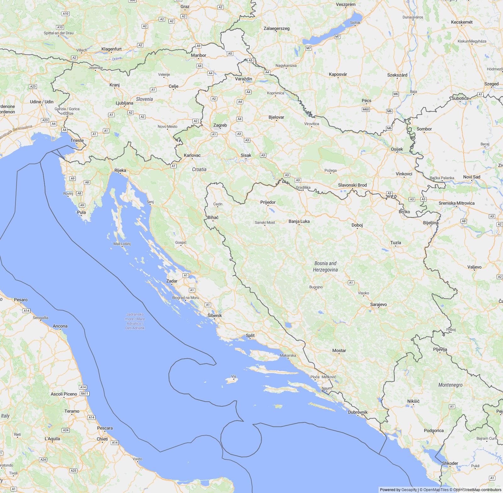 Detailed map of Croatia