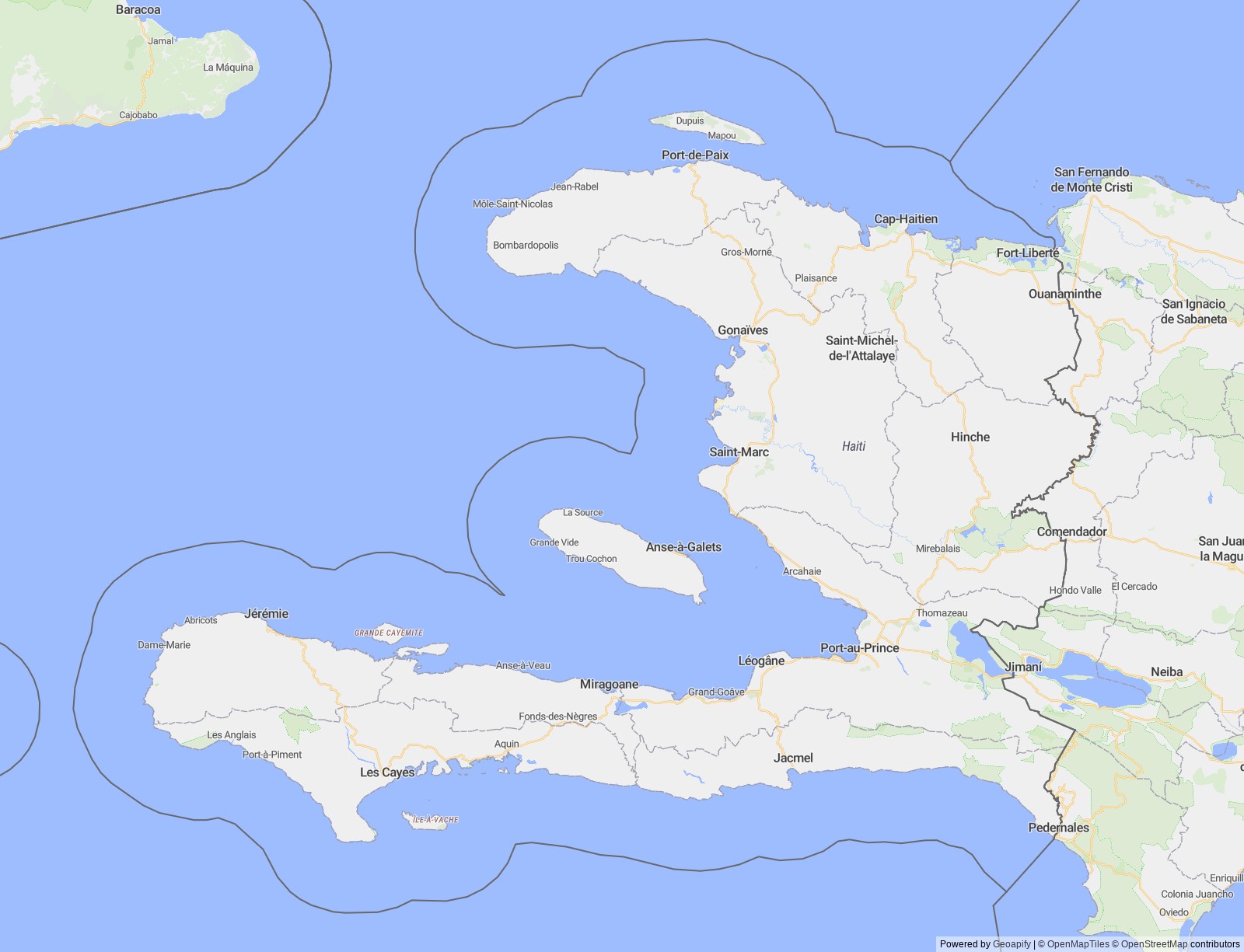 Detailed map of Haiti