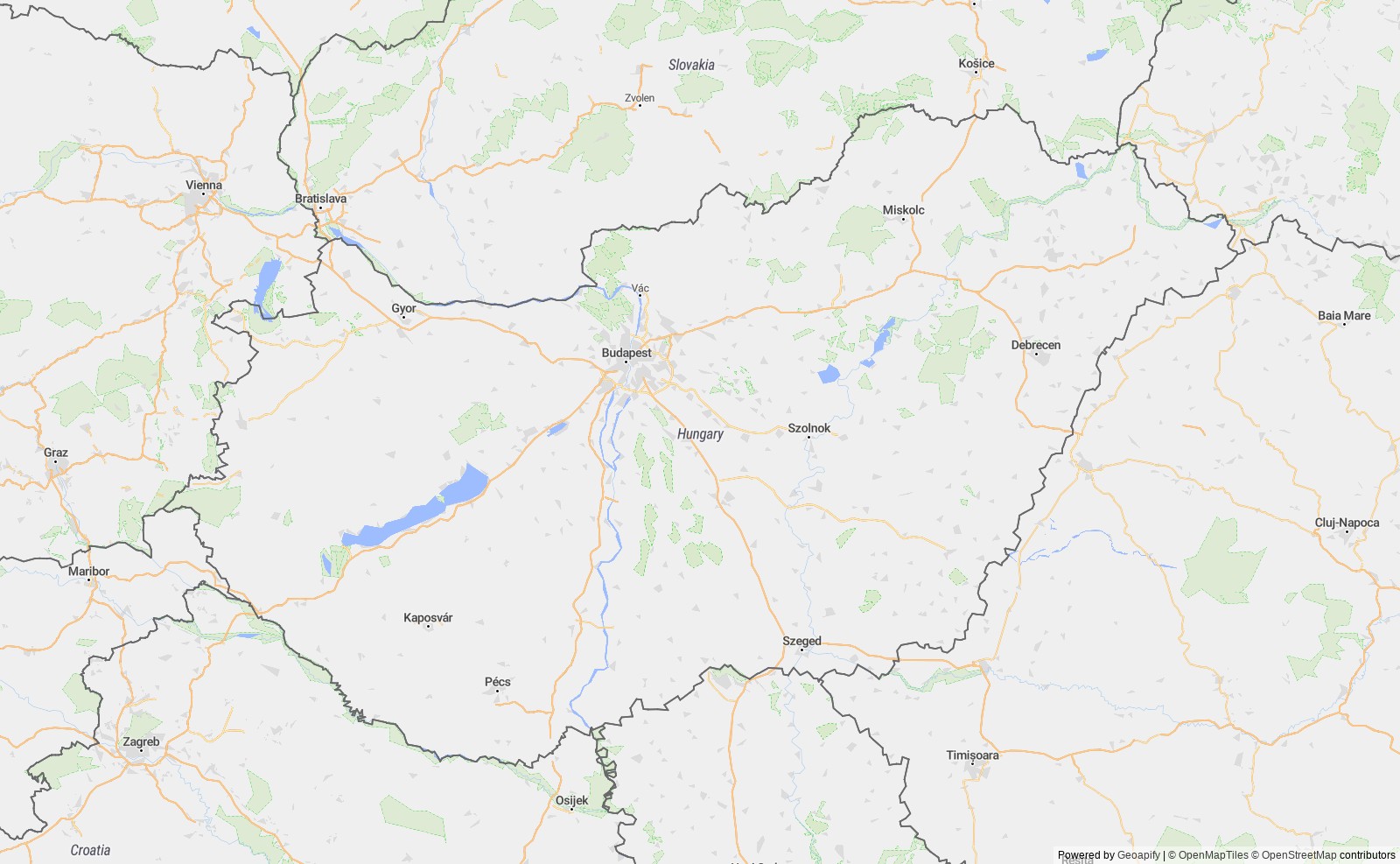 Detailed map of Hungary
