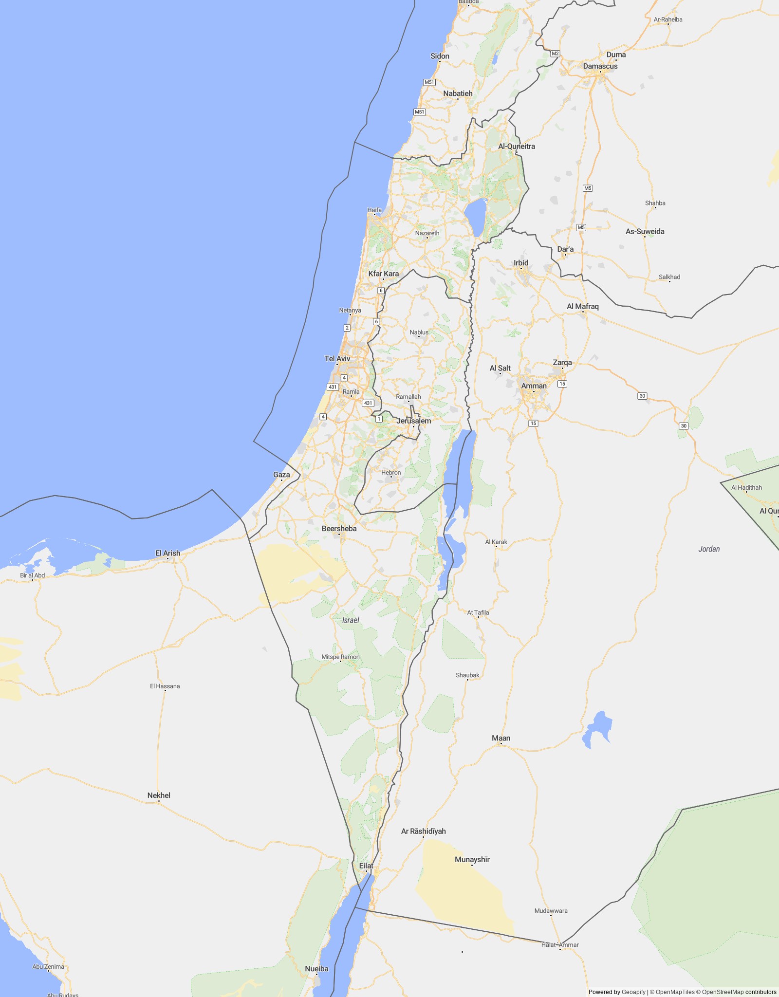 Detailed map of Israel