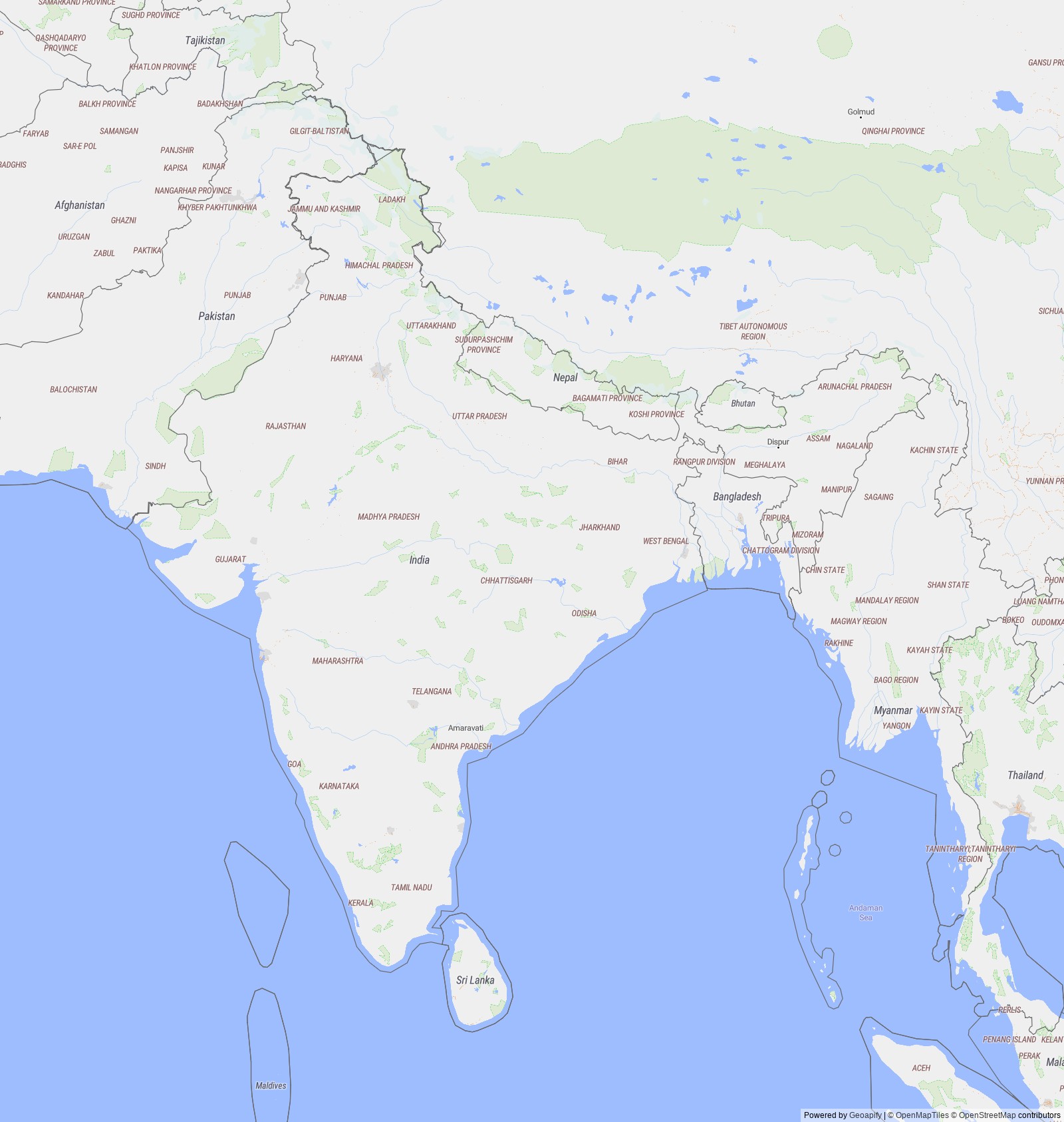 Detailed map of India