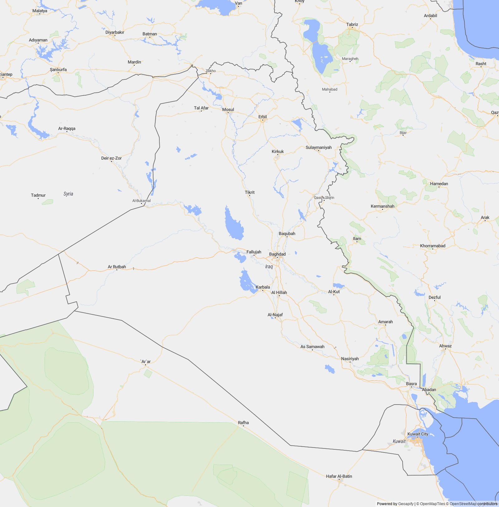 Detailed map of Iraq
