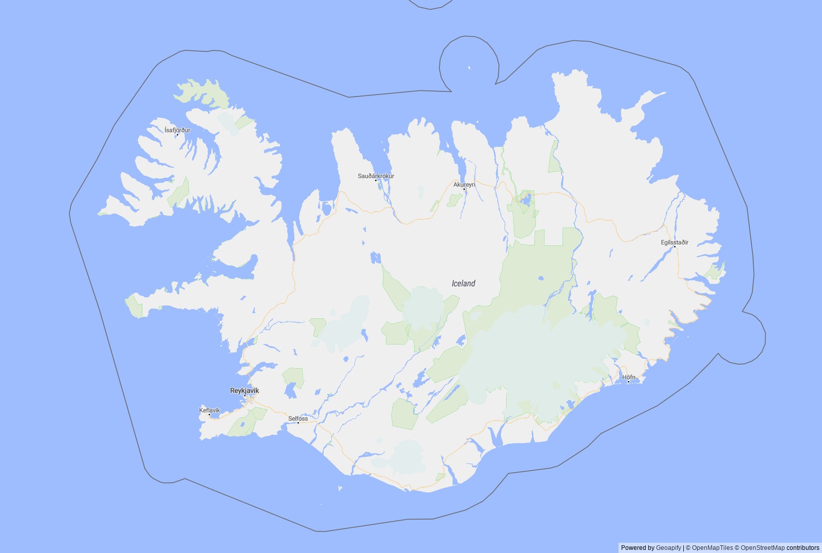 Detailed map of Iceland