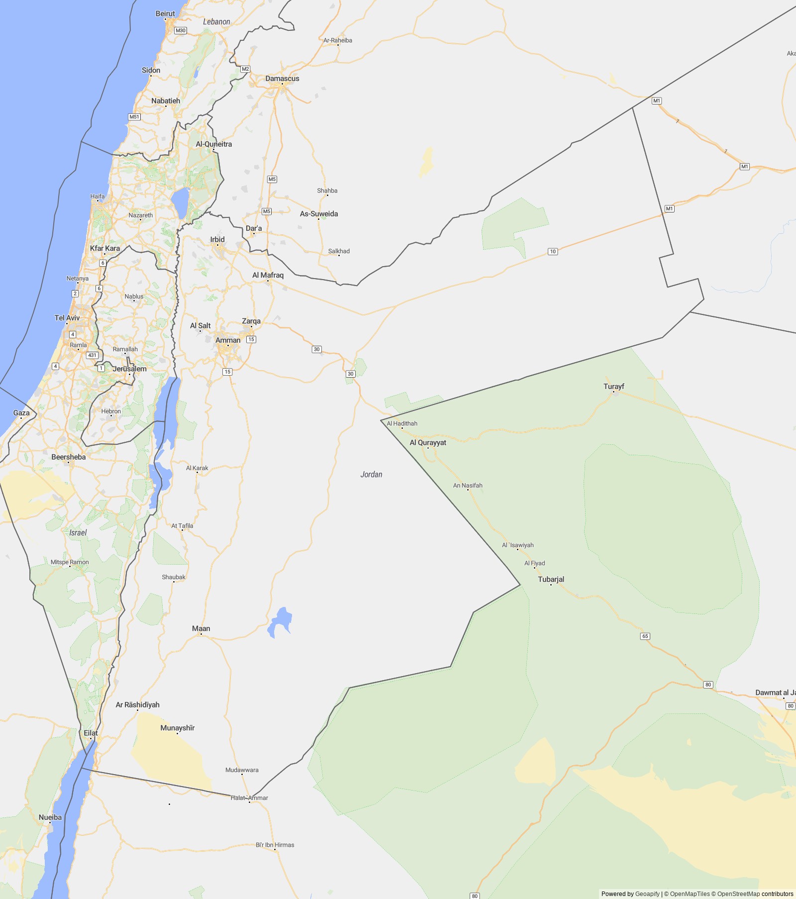 Detailed map of Jordan