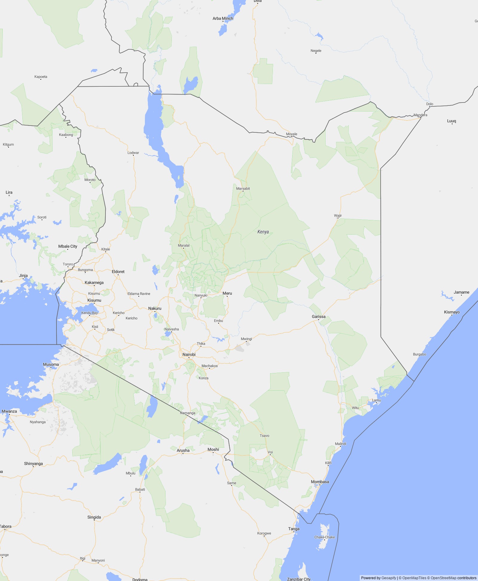 Detailed map of Kenya