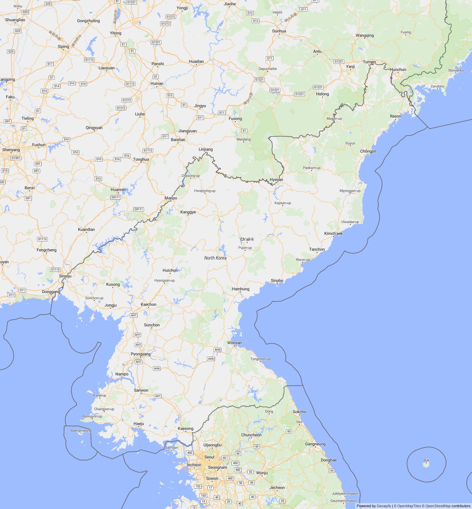 Detailed map of Korea, Dem. People's Rep.