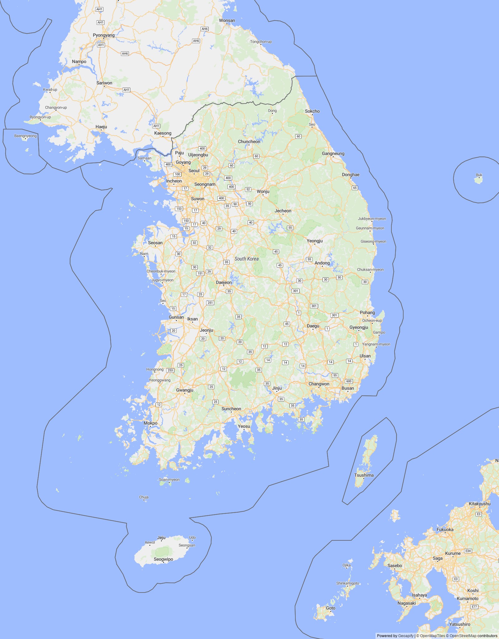 Detailed map of Korea, Rep.