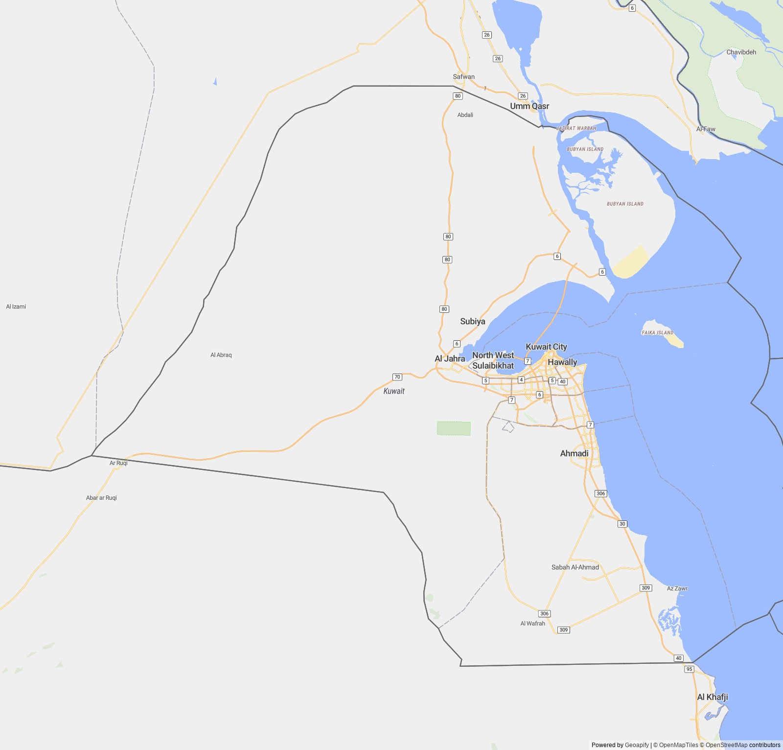 Detailed map of Kuwait