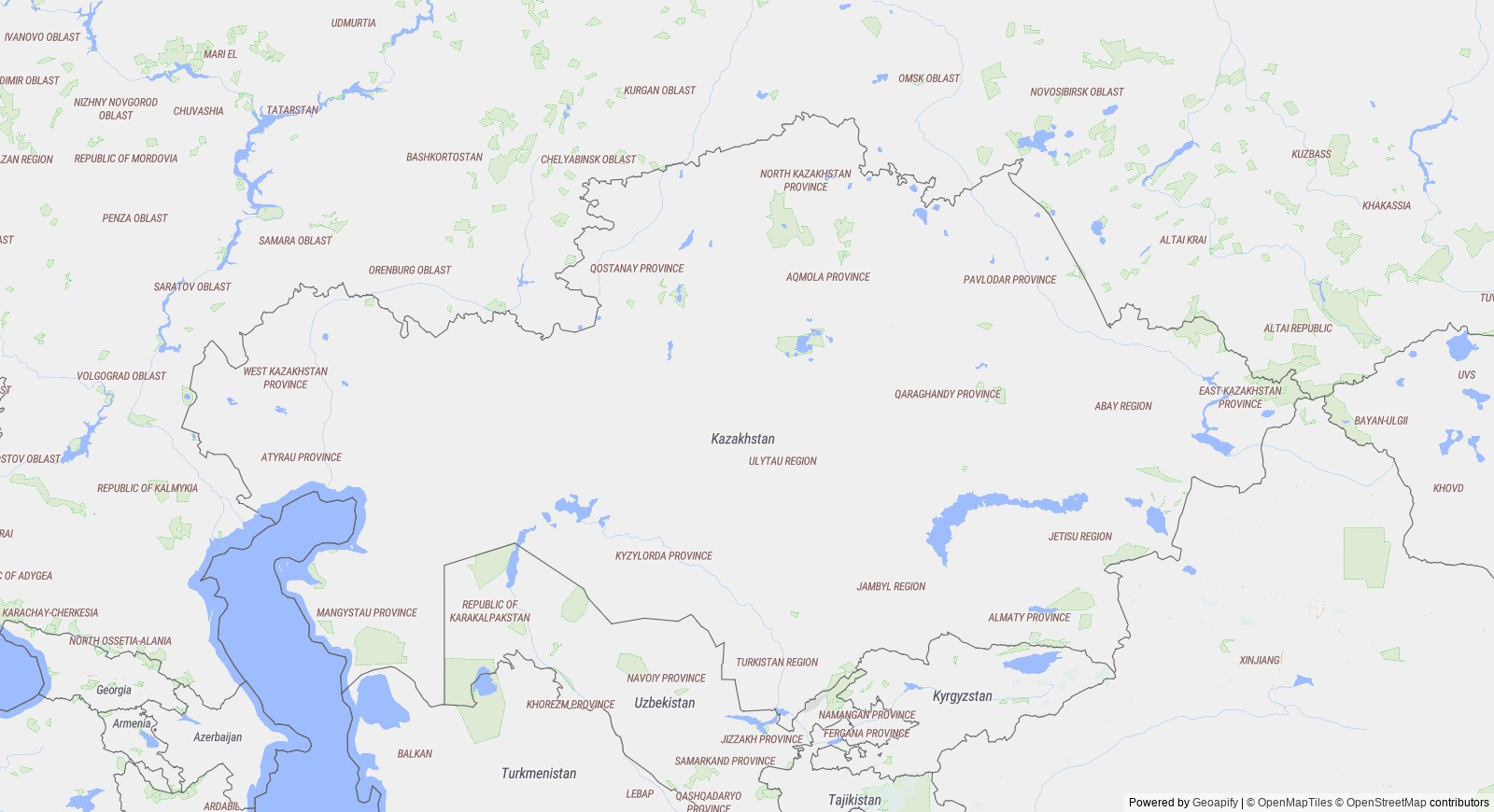 Detailed map of Kazakhstan