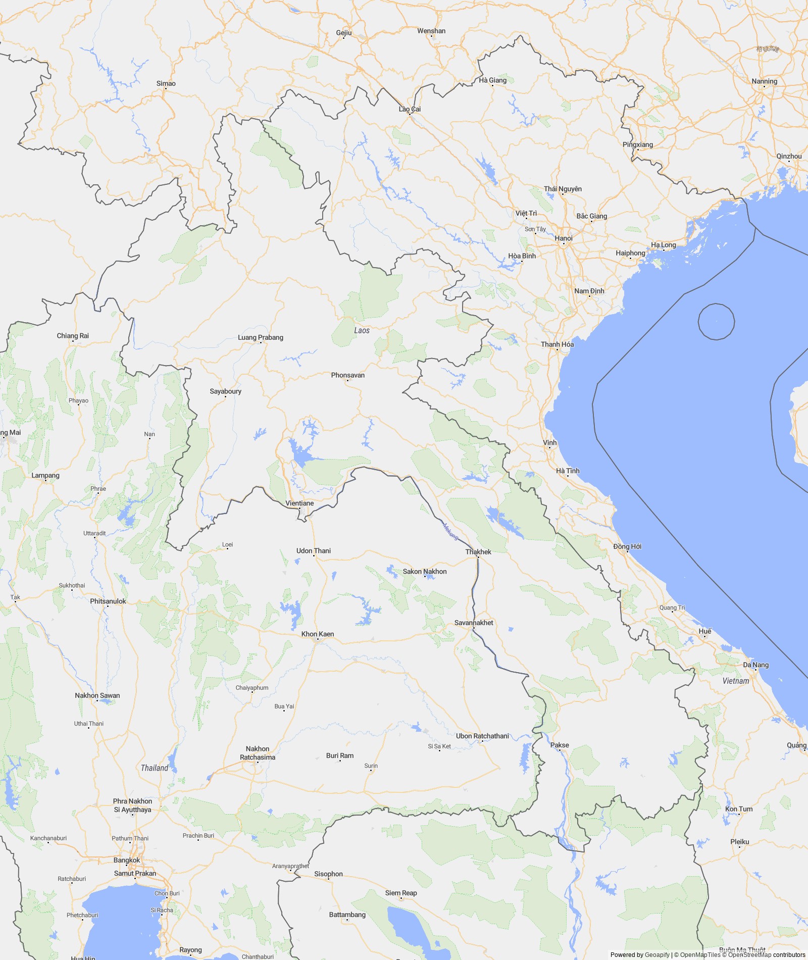 Detailed map of Lao PDR
