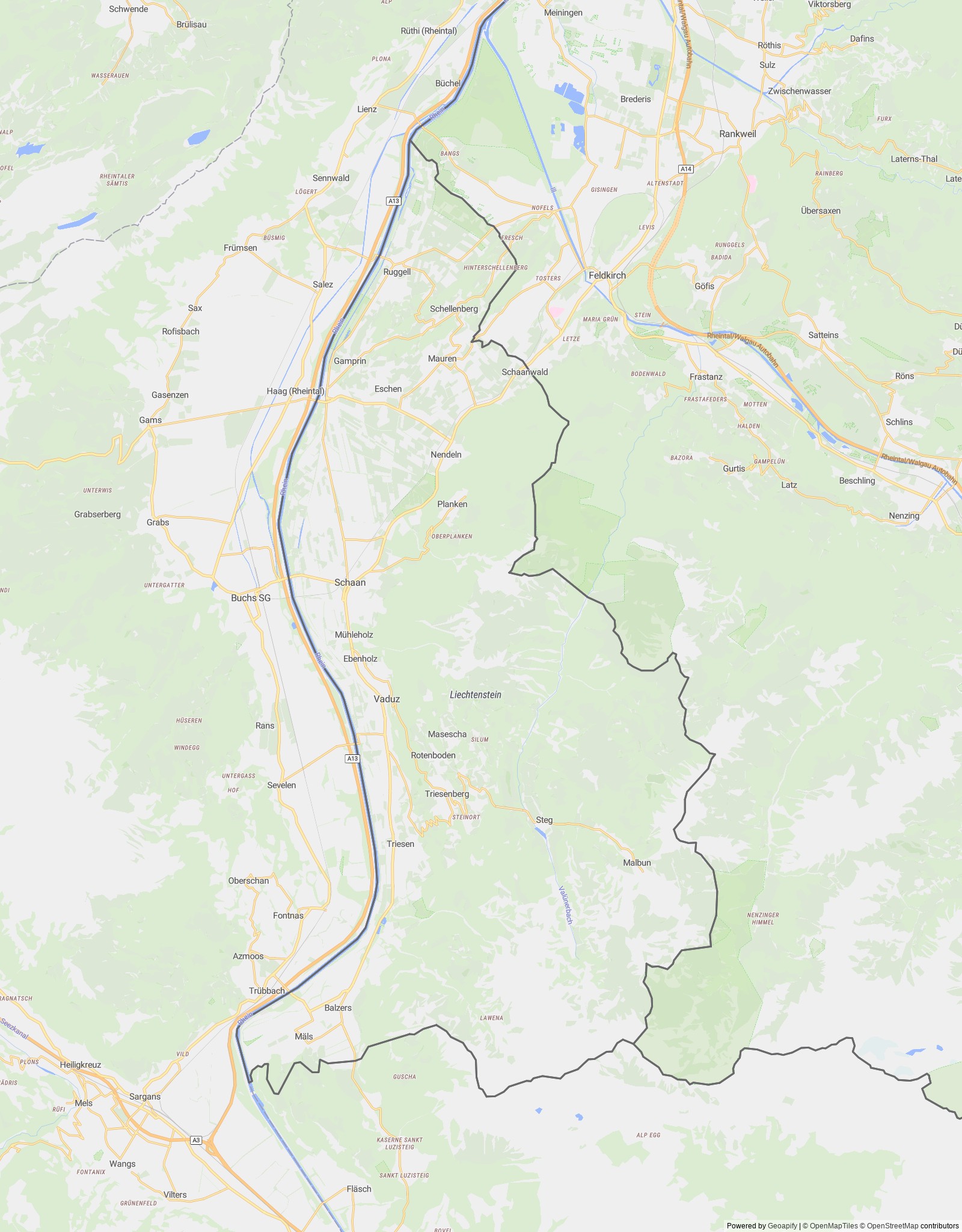 Detailed map of Liechtenstein