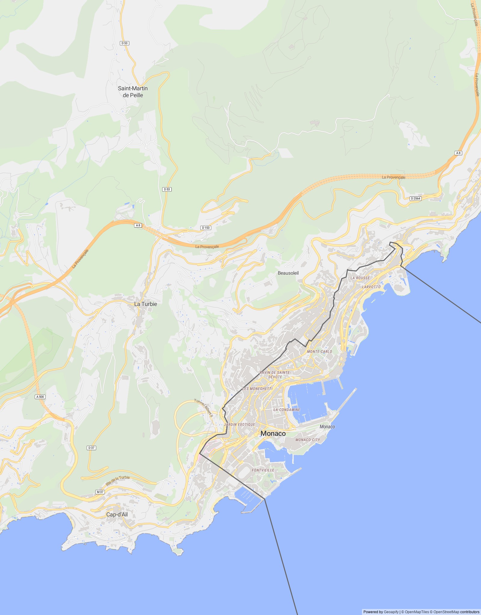 Detailed map of Monaco