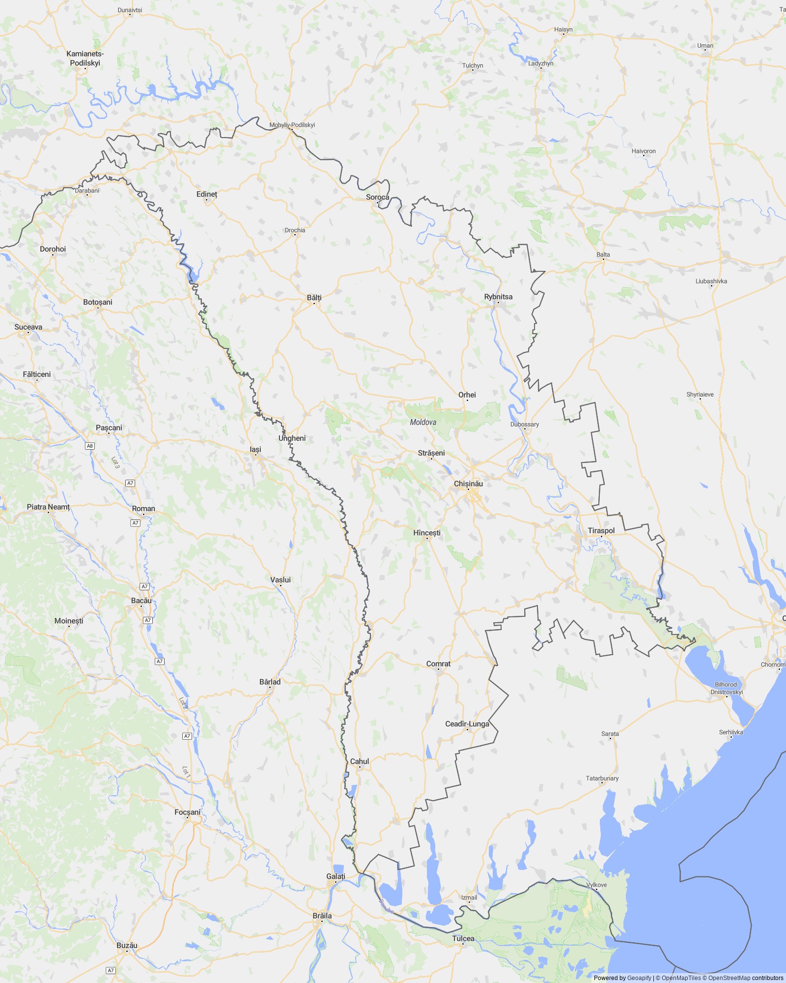 Detailed map of Moldova
