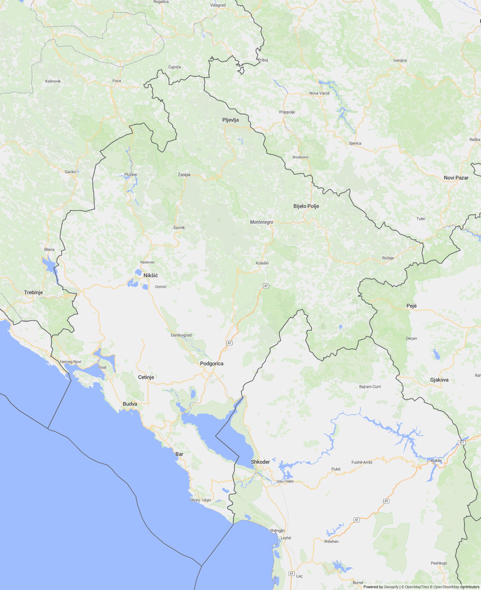 Detailed map of Montenegro